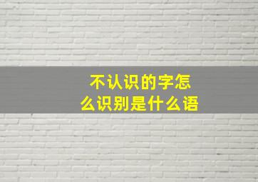 不认识的字怎么识别是什么语