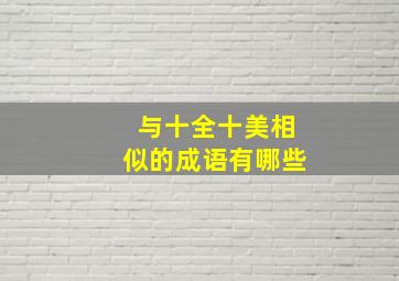 与十全十美相似的成语有哪些