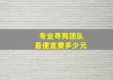 专业寻狗团队最便宜要多少元