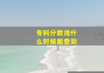 专科分数线什么时候能查到