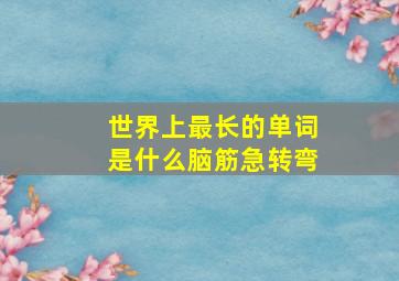 世界上最长的单词是什么脑筋急转弯