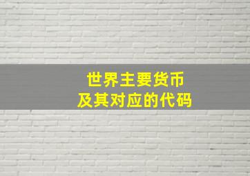 世界主要货币及其对应的代码