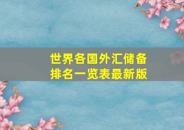 世界各国外汇储备排名一览表最新版