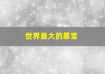 世界最大的暴雪