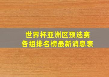 世界杯亚洲区预选赛各组排名榜最新消息表