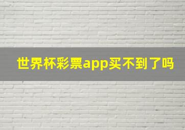 世界杯彩票app买不到了吗