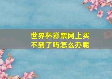 世界杯彩票网上买不到了吗怎么办呢