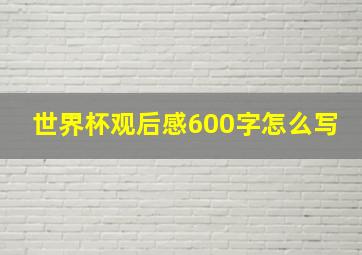 世界杯观后感600字怎么写