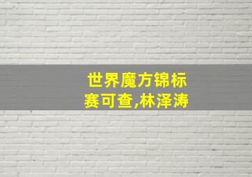 世界魔方锦标赛可查,林泽涛