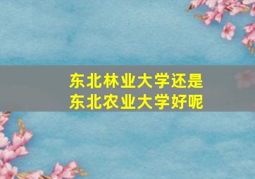 东北林业大学还是东北农业大学好呢