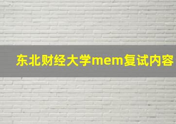 东北财经大学mem复试内容