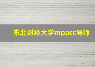 东北财经大学mpacc导师