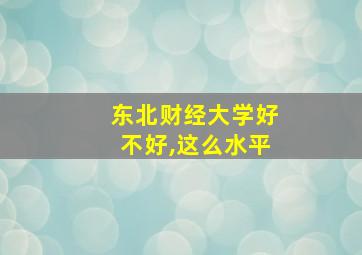 东北财经大学好不好,这么水平