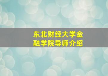 东北财经大学金融学院导师介绍