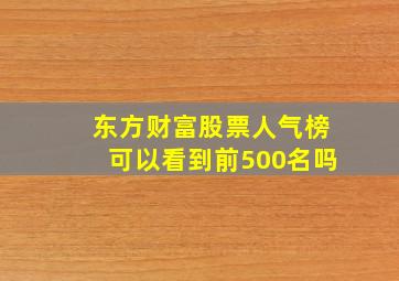 东方财富股票人气榜可以看到前500名吗