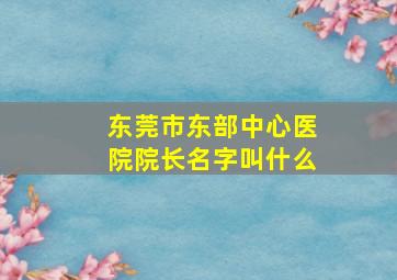 东莞市东部中心医院院长名字叫什么