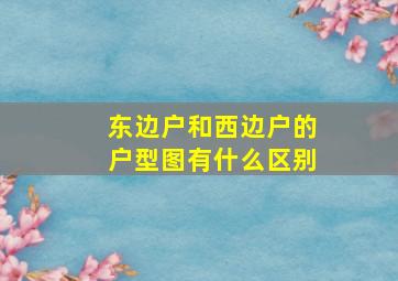 东边户和西边户的户型图有什么区别