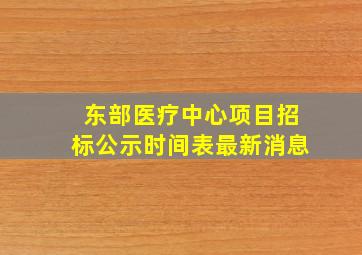 东部医疗中心项目招标公示时间表最新消息