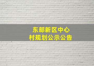 东部新区中心村规划公示公告