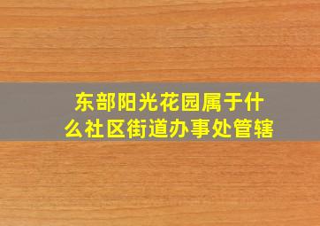 东部阳光花园属于什么社区街道办事处管辖