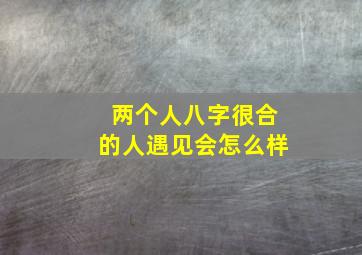 两个人八字很合的人遇见会怎么样