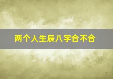 两个人生辰八字合不合