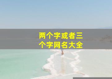 两个字或者三个字网名大全