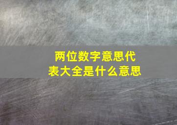 两位数字意思代表大全是什么意思