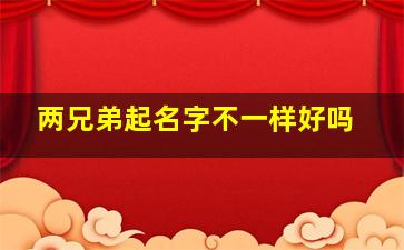 两兄弟起名字不一样好吗