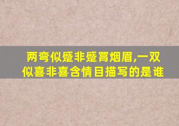 两弯似蹙非蹙罥烟眉,一双似喜非喜含情目描写的是谁