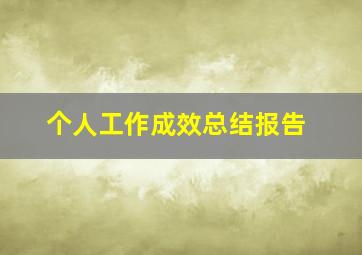 个人工作成效总结报告