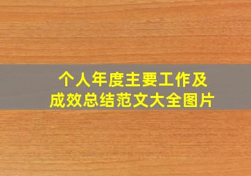 个人年度主要工作及成效总结范文大全图片