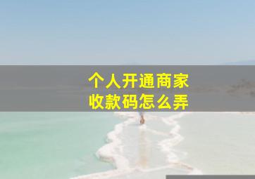 个人开通商家收款码怎么弄