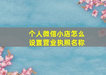 个人微信小店怎么设置营业执照名称