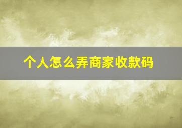 个人怎么弄商家收款码