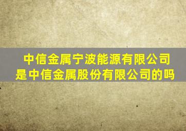 中信金属宁波能源有限公司是中信金属股份有限公司的吗