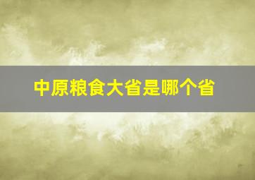 中原粮食大省是哪个省