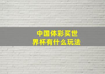 中国体彩买世界杯有什么玩法