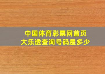 中国体育彩票网首页大乐透查询号码是多少