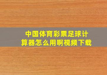 中国体育彩票足球计算器怎么用啊视频下载