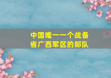 中国唯一一个战备省广西军区的部队