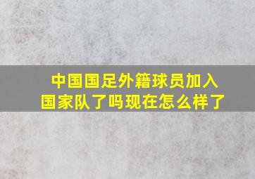 中国国足外籍球员加入国家队了吗现在怎么样了