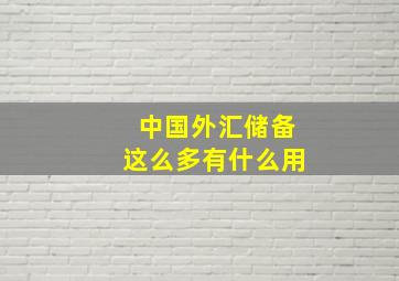 中国外汇储备这么多有什么用