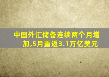 中国外汇储备连续两个月增加,5月重返3.1万亿美元