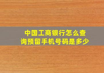 中国工商银行怎么查询预留手机号码是多少