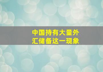 中国持有大量外汇储备这一现象