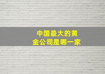 中国最大的黄金公司是哪一家