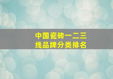 中国瓷砖一二三线品牌分类排名