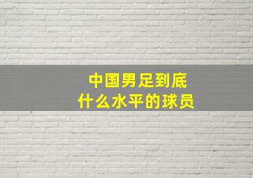 中国男足到底什么水平的球员