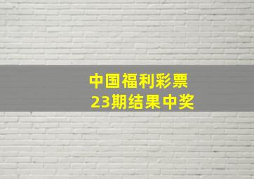 中国福利彩票23期结果中奖